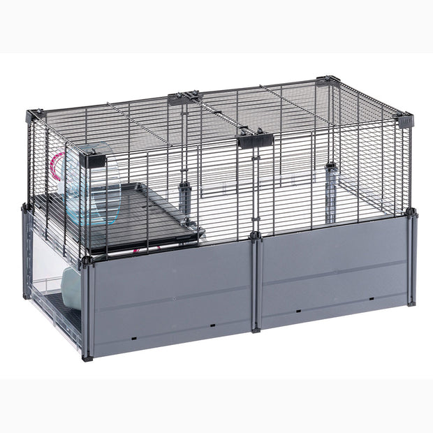 Ferplast Large Hamster Cage, Mouse Cage MULTIPLA Hamster Crystal, in Metal  Mesh and Recycled Plastic, with Accessories, Black, Medium